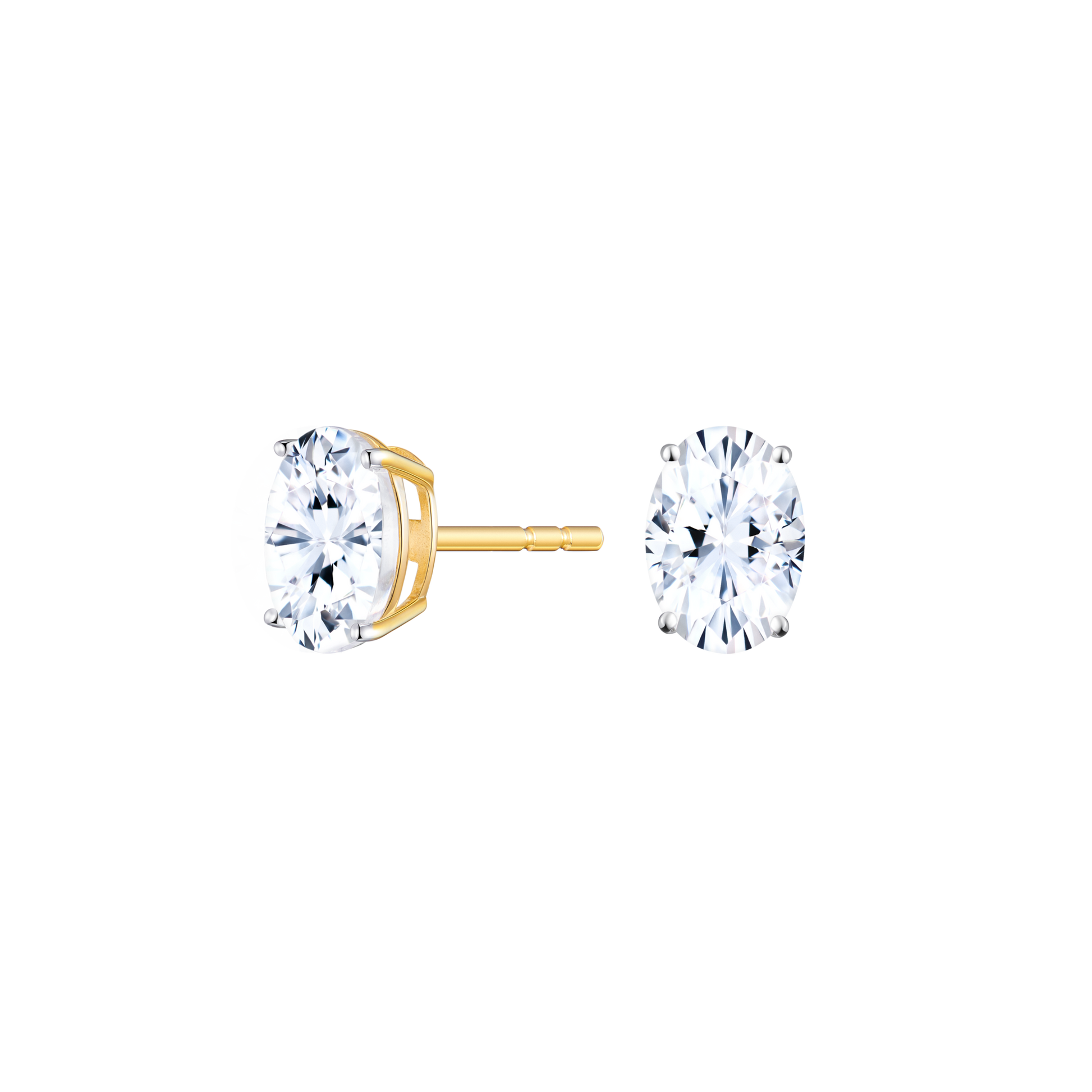 Oval-Cut Lab-Created Diamond Stud Earrings in 14K Yellow Gold | Monte Luna