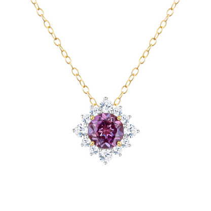 Sunburst Halo Pendant Necklace in 14K Yellow Gold | Monte Luna