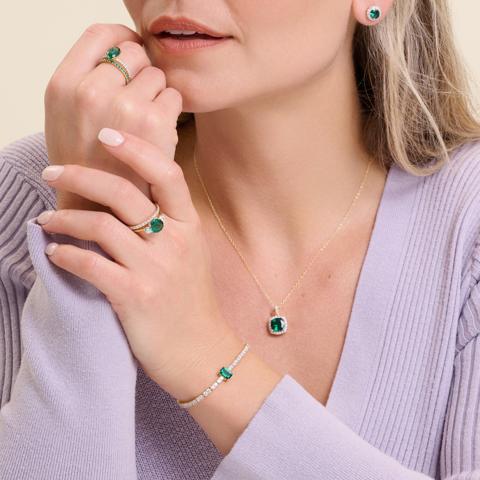 Cushion Halo Pendant Necklace in 14K Yellow Gold | Monte Luna