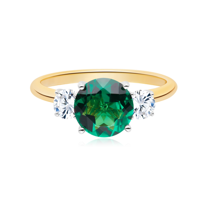 Three Stone Ring in 14K Yellow Gold | Monte Luna