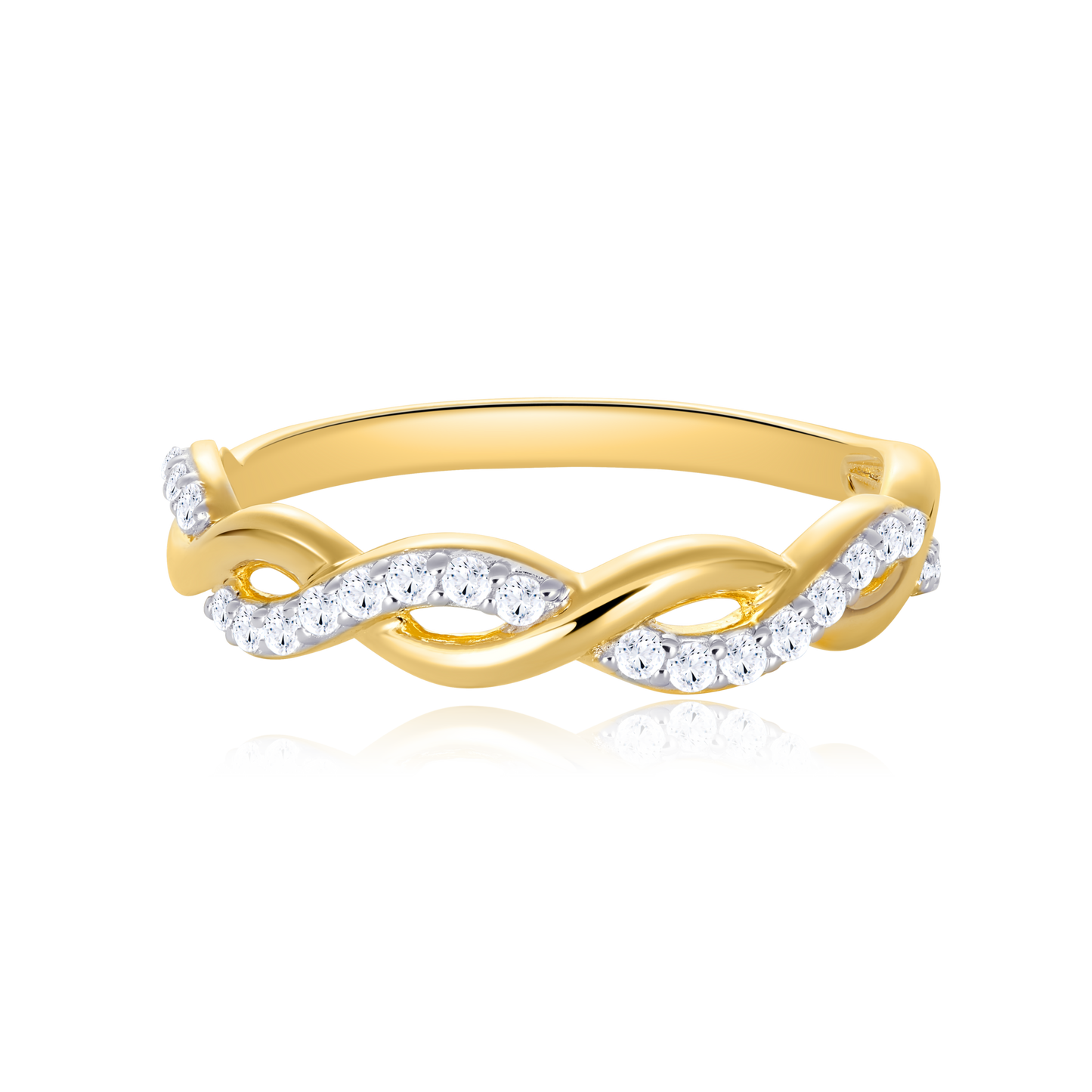 Half Pave Twist Ring in 14K Yellow Gold | Monte Luna