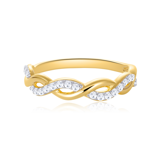 Half Pave Twist Ring in 14K Yellow Gold | Monte Luna