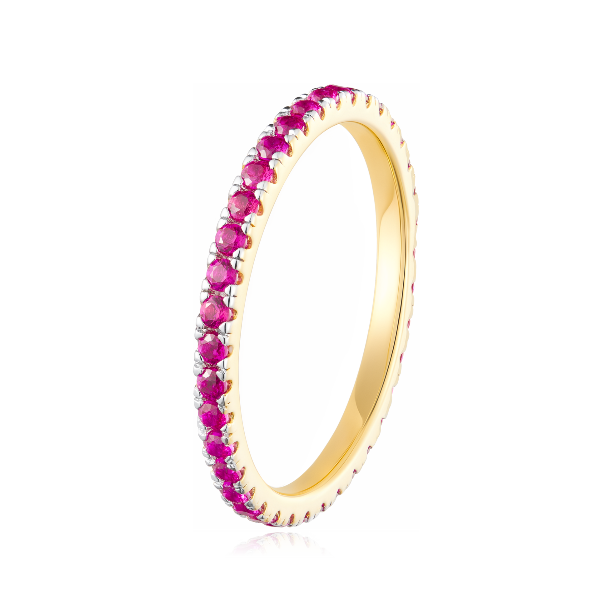 Lab-Created Ruby Eternity Ring in 14K Yellow Gold | Monte Luna