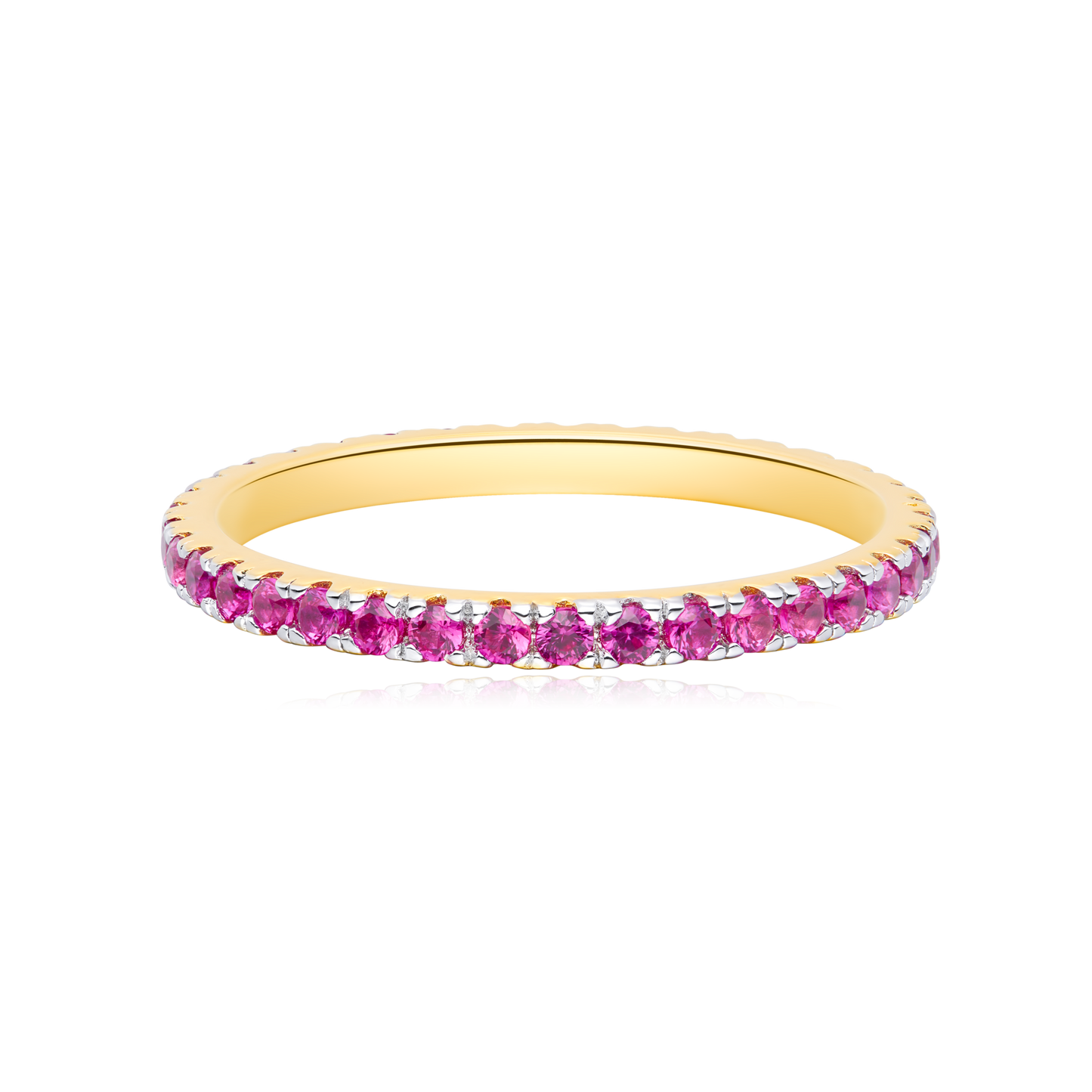 Lab-Created Ruby Eternity Ring in 14K Yellow Gold | Monte Luna