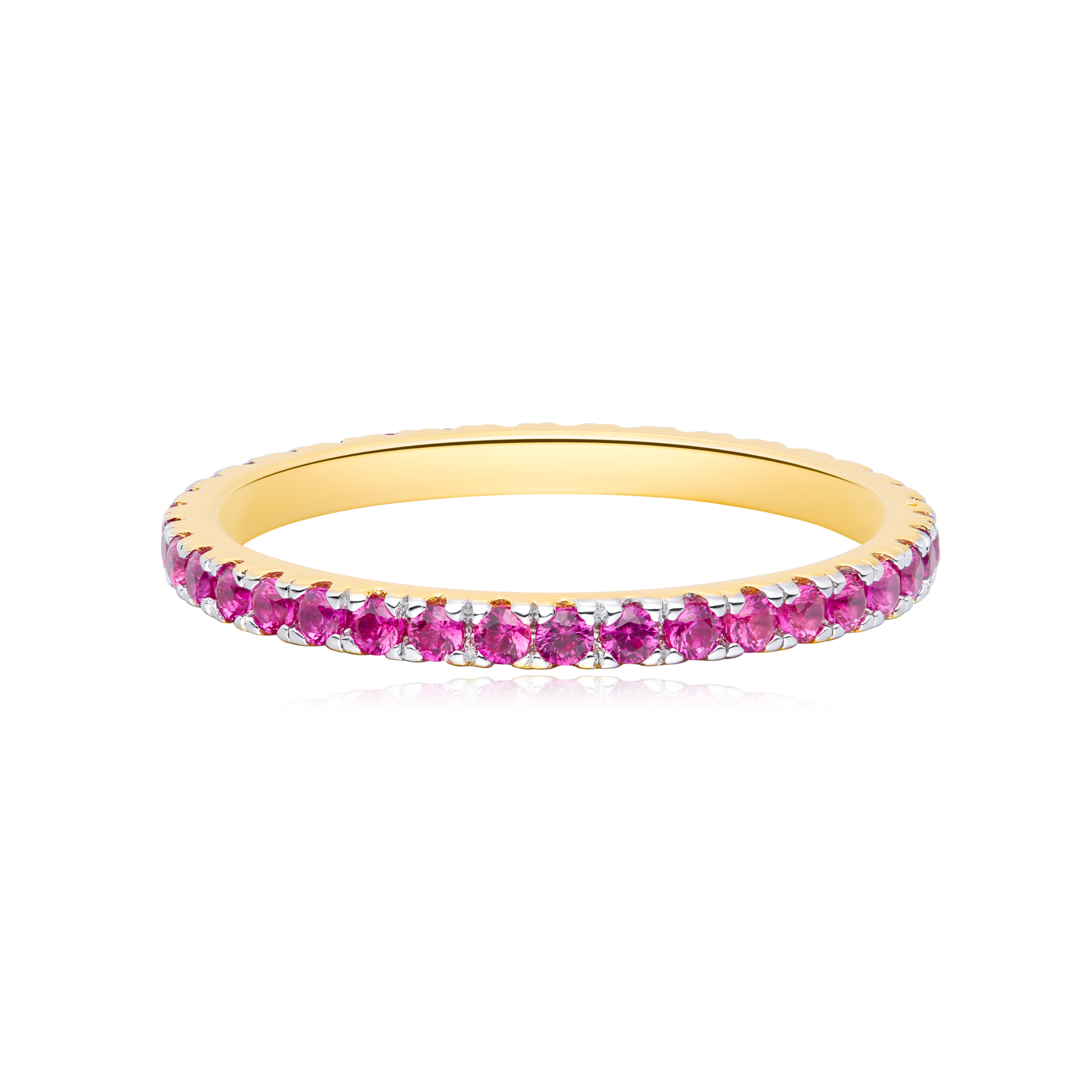 Lab-Created Ruby Eternity Ring in 14K Yellow Gold | Monte Luna