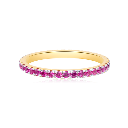 Lab-Created Ruby Eternity Ring in 14K Yellow Gold | Monte Luna