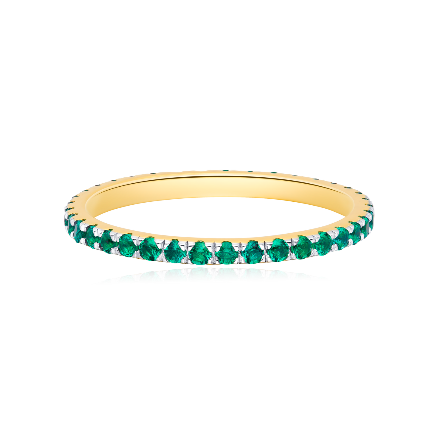 Lab-Created Emerald Eternity Ring in 14K Yellow Gold | Monte Luna