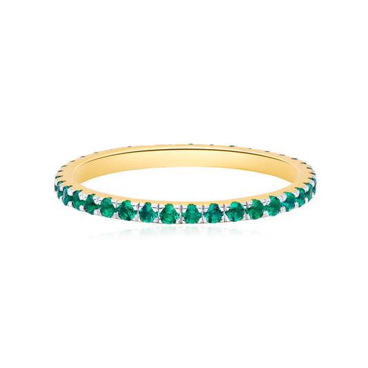 Lab-Created Emerald Eternity Ring in 14K Yellow Gold | Monte Luna