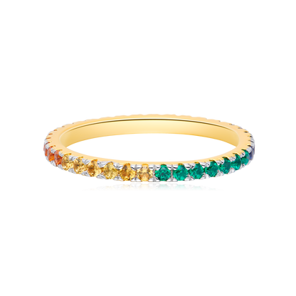 Rainbow Eternity Ring in 14K Yellow Gold | Monte Luna