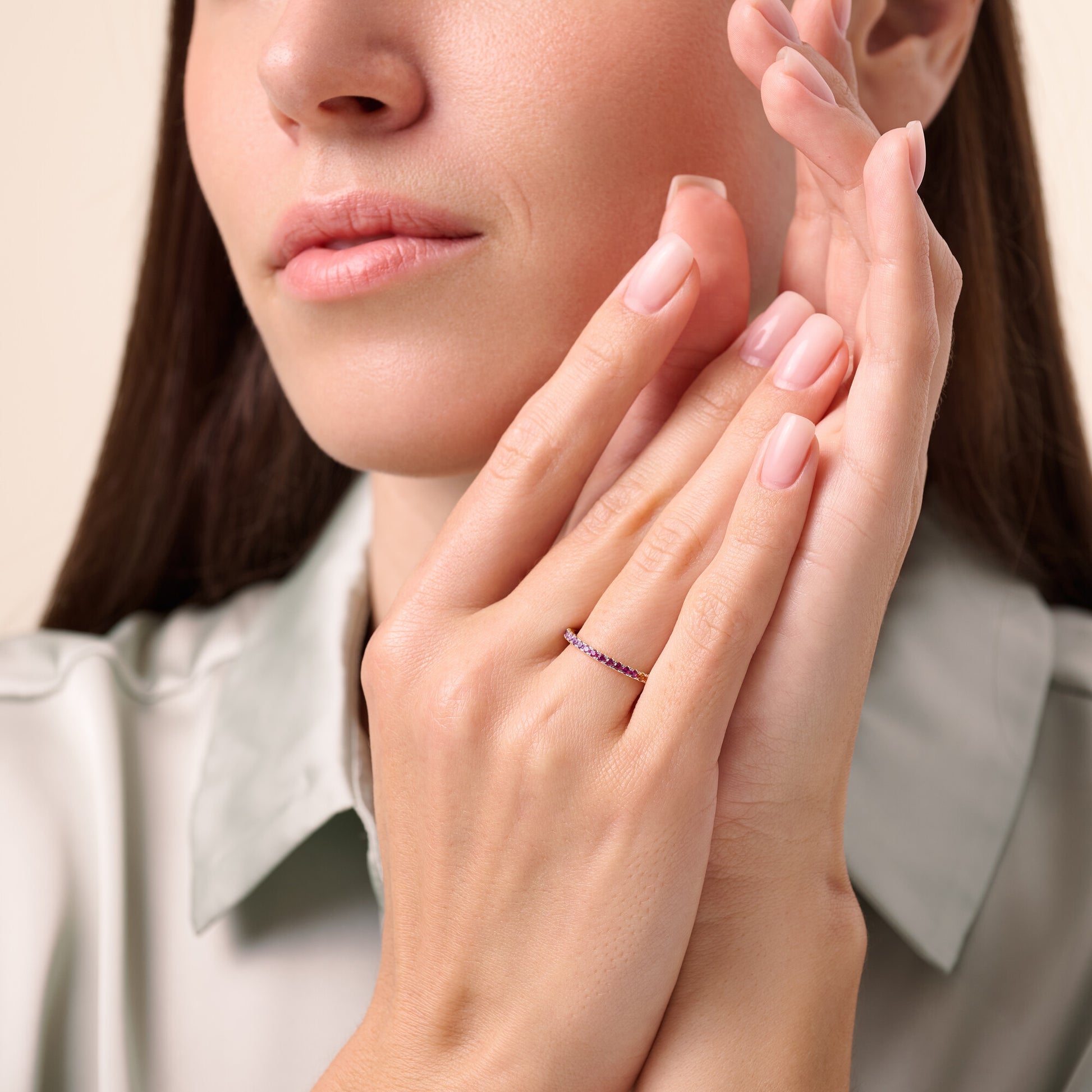 Lab-Created Ruby Eternity Ring in 14K Yellow Gold | Monte Luna