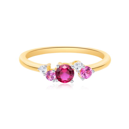 Scattered Lab-Created Gemstone Ring in 14K Yellow Gold | Monte Luna