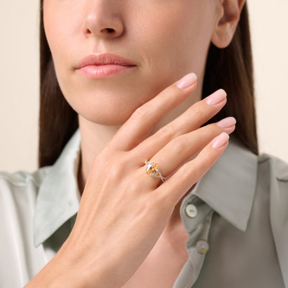 Side Halo Twist Shank Ring in 14K Yellow Gold | Monte Luna