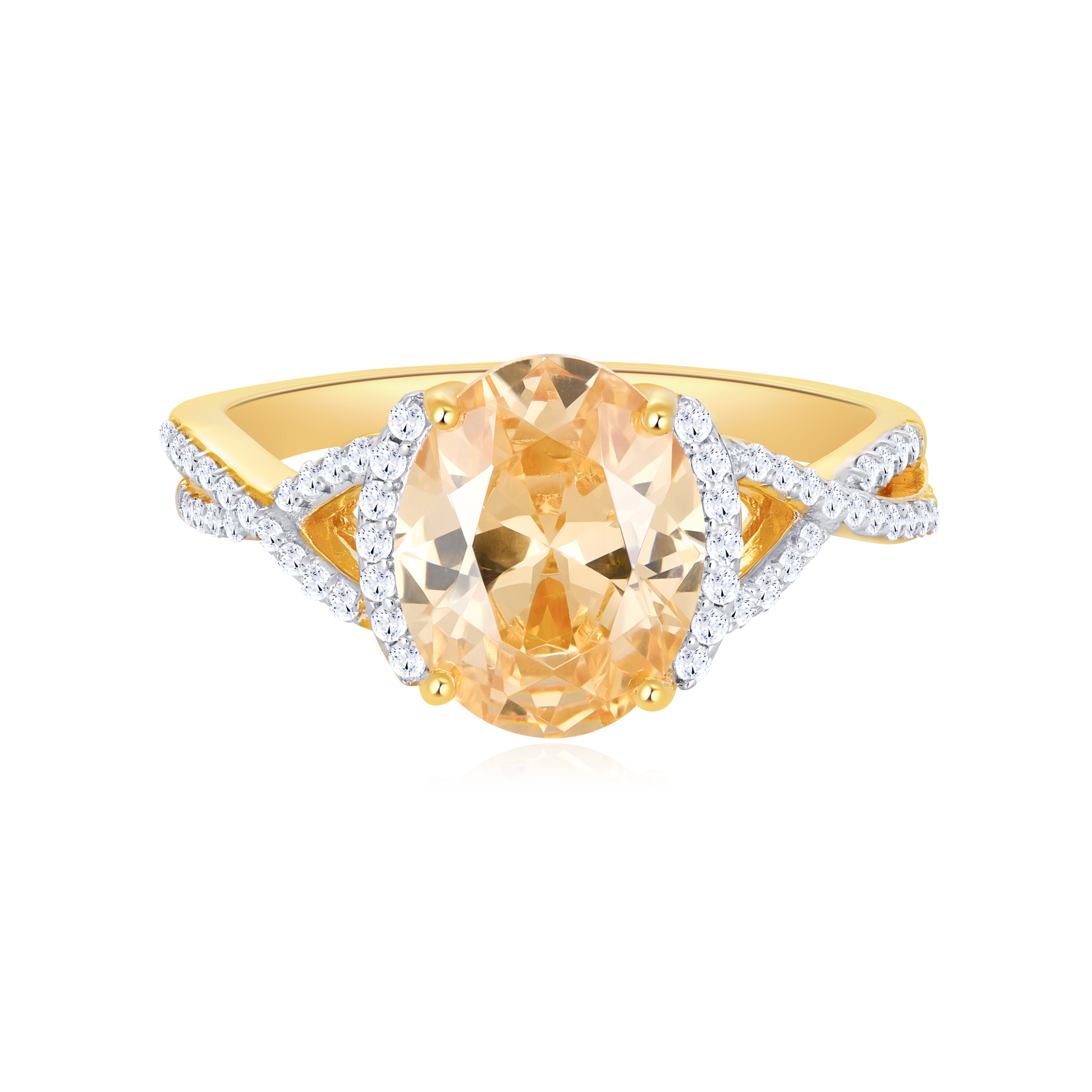 Side Halo Twist Shank Ring in 14K Yellow Gold | Monte Luna