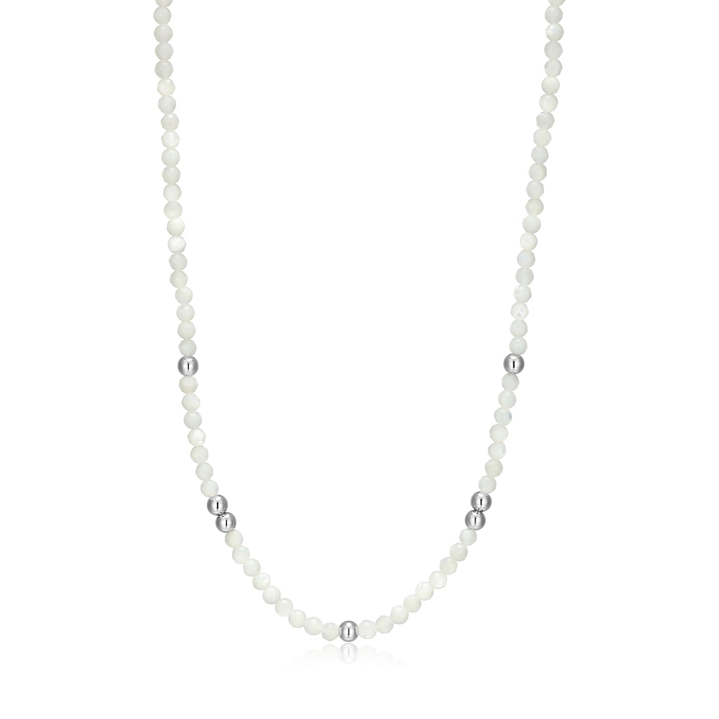 RN0205 - Mother-of-Pearl & Sterling Silver Beaded Necklace | reign