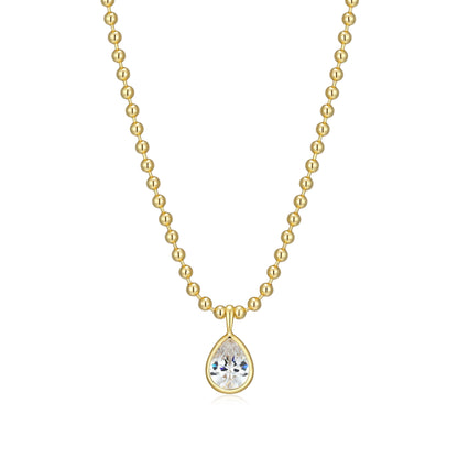 RN0181 - Pear-Cut CZ Beaded Necklace | reign