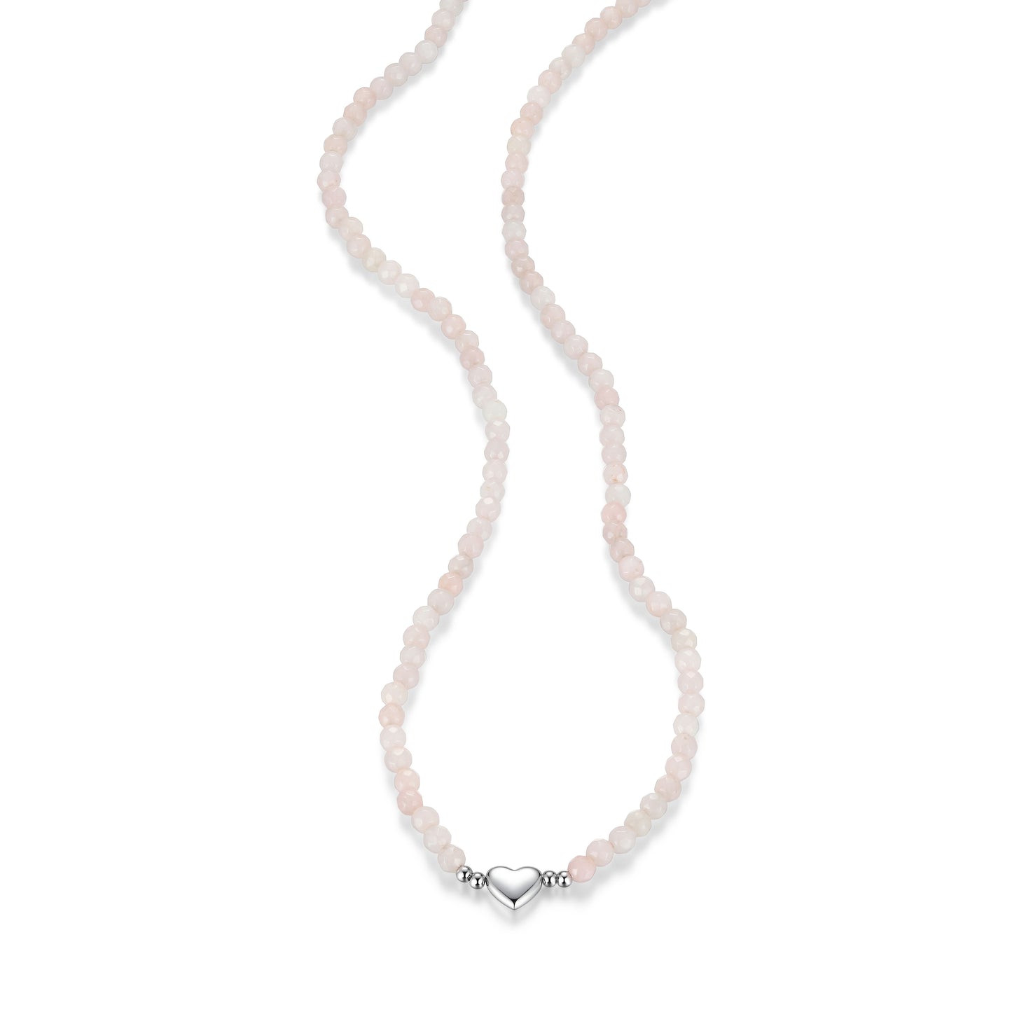 RN0204 - Genuine Dyed Pink Quartzite Beaded Heart Charm Necklace | reign