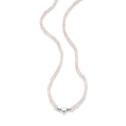 RN0204 - Genuine Dyed Pink Quartzite Beaded Heart Charm Necklace | reign