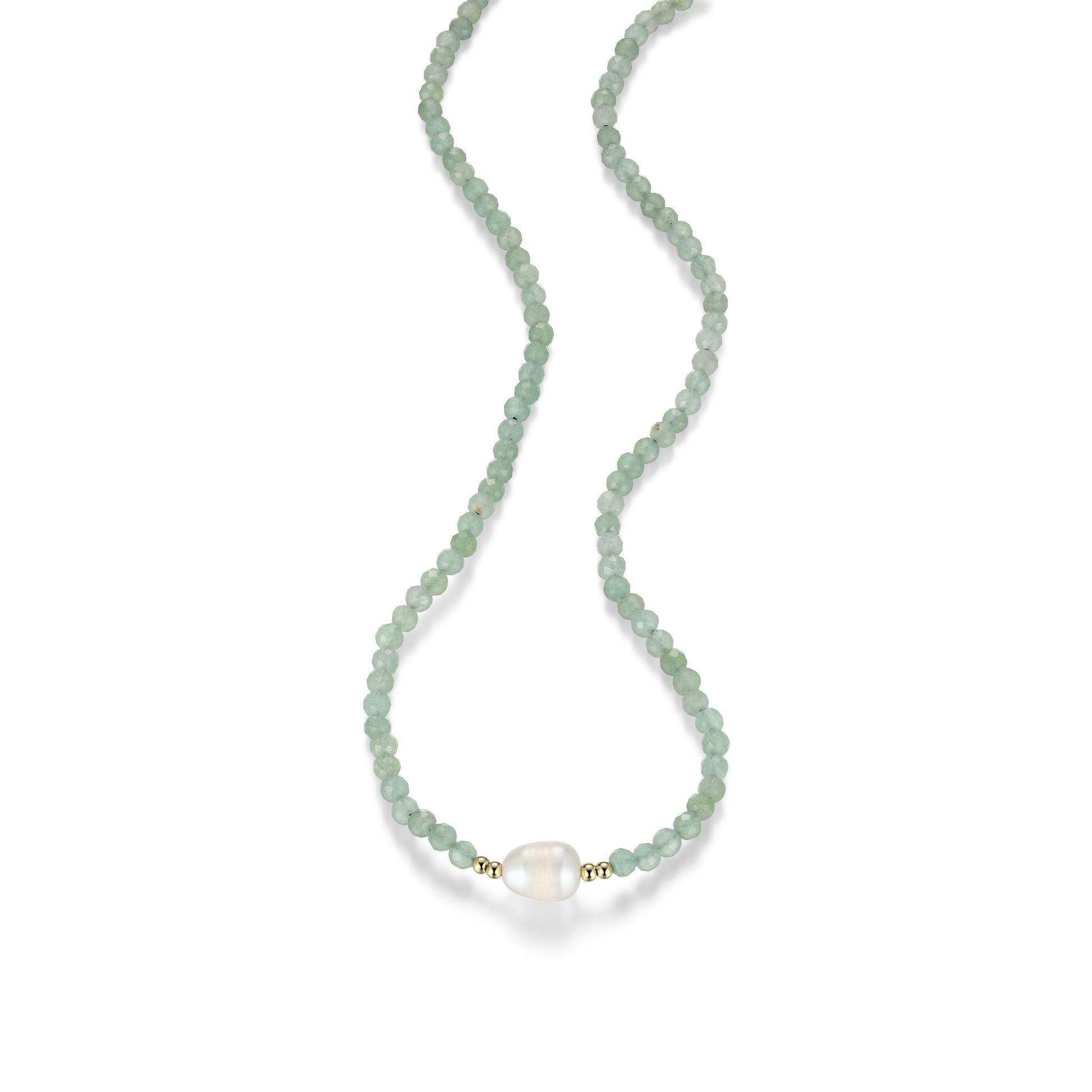 RN0202 - Freshwater Pearl & Genuine Dark Green Aventurine Beaded Necklace | reign