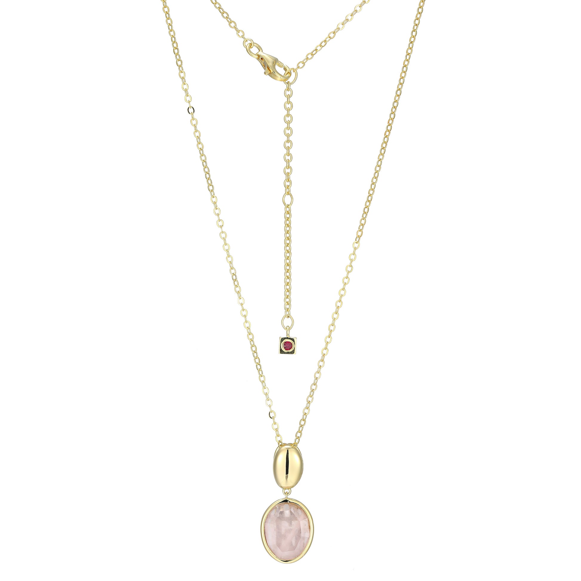 LN0240 - Riviere Rose Quartz Pendant Necklace | elle