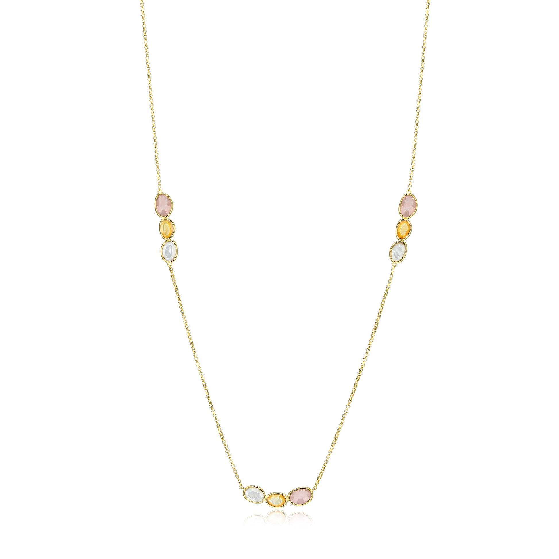 LN0242 - Reviere Station White and Yellow Mother-of-Pearl & Rose Quartz Necklace | elle