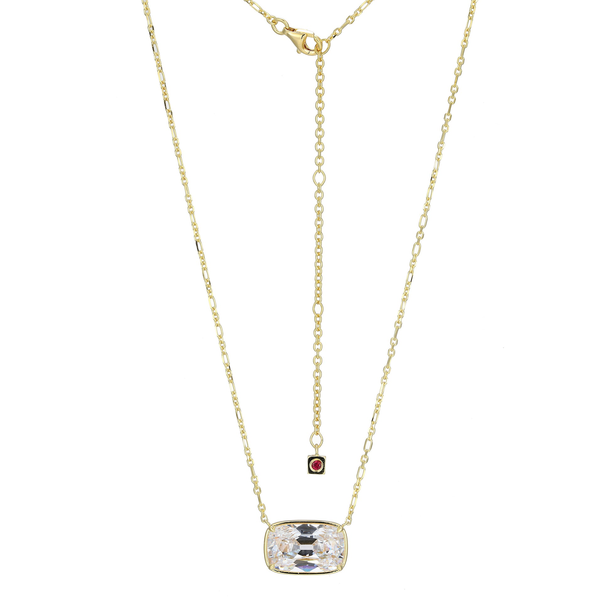 LN0270 - Serenelle Old-Mine-Cut Emerald Cushion Necklace | elle