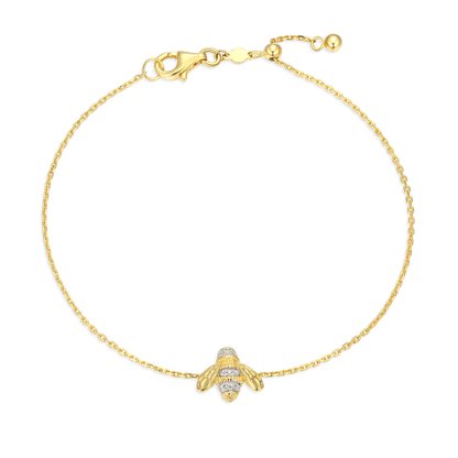Honey Bee Bolo Bracelet in 14K Yellow Gold-Plated Sterling Silver | M by Monte Luna