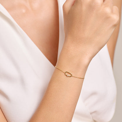 Mini Paperclip Pendant & Lab-Created Diamond Accent Bracelet in 14K Yellow Gold-Plated Sterling Silver | M by Monte Luna