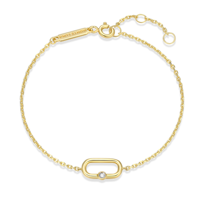 Mini Paperclip Pendant & Lab-Created Diamond Accent Bracelet in 14K Yellow Gold-Plated Sterling Silver | M by Monte Luna