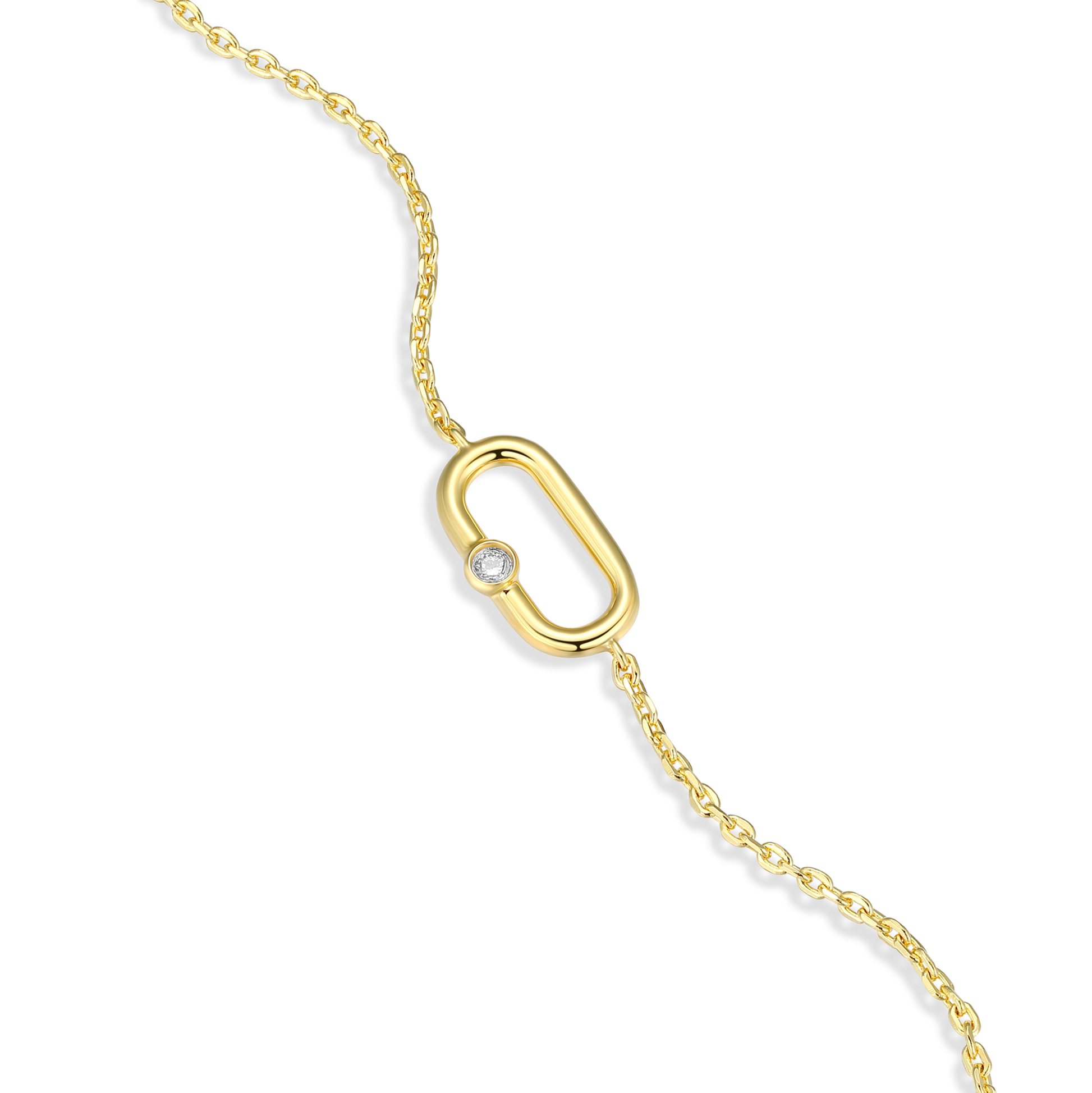 Mini Paperclip Pendant & Lab-Created Diamond Accent Bracelet in 14K Yellow Gold-Plated Sterling Silver | M by Monte Luna