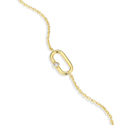 Mini Paperclip Pendant & Lab-Created Diamond Accent Bracelet in 14K Yellow Gold-Plated Sterling Silver | M by Monte Luna