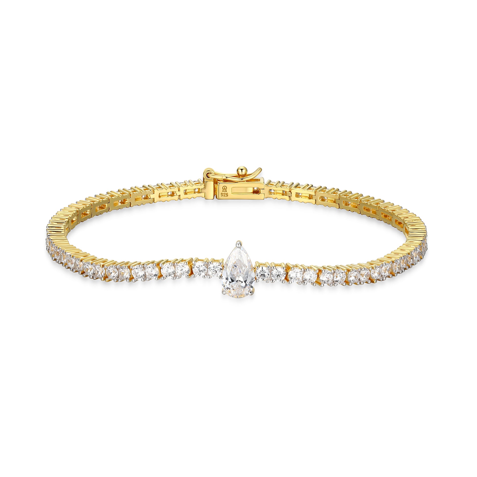 MB0151Y - Pear Solitaire Tennis Bracelet | Monte Luna