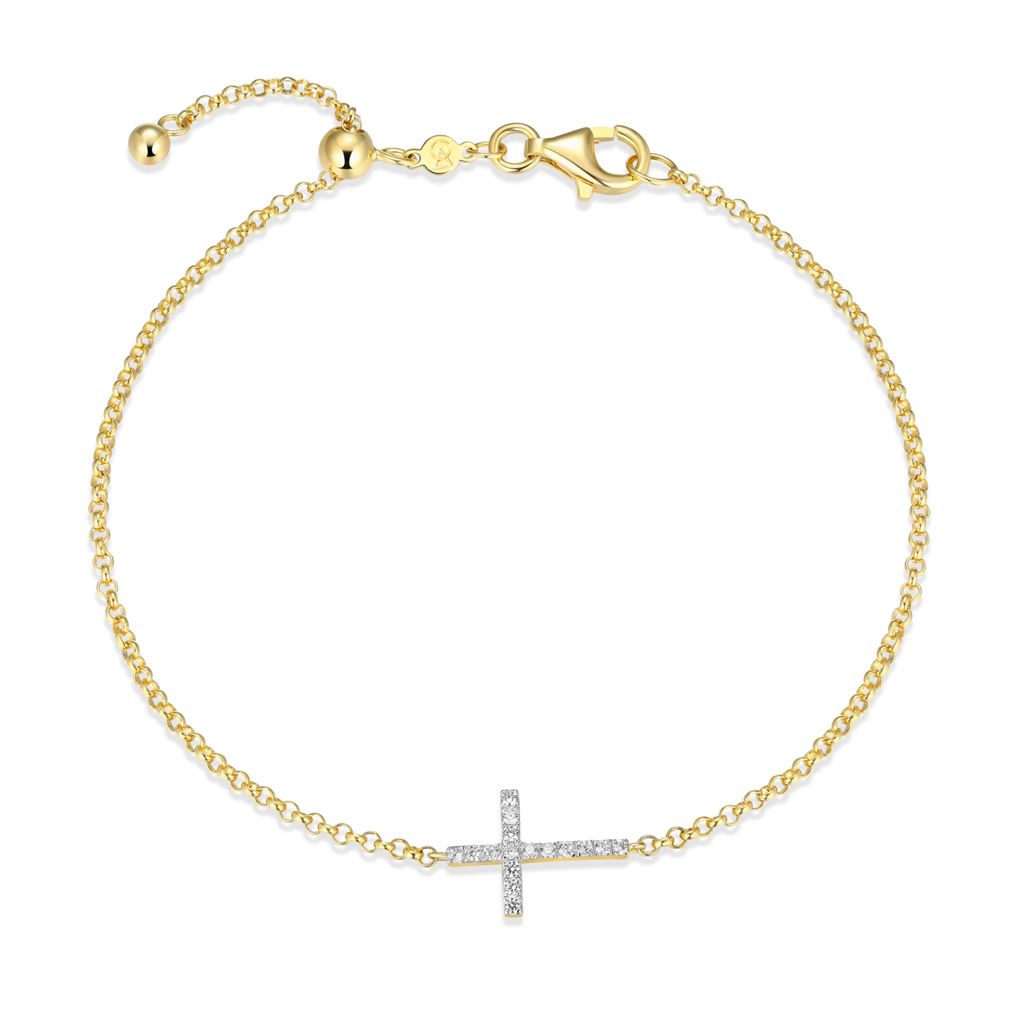 Cross Pendant Bolo Bracelet in 14K Yellow Gold-Plated Sterling Silver | M by Monte Luna