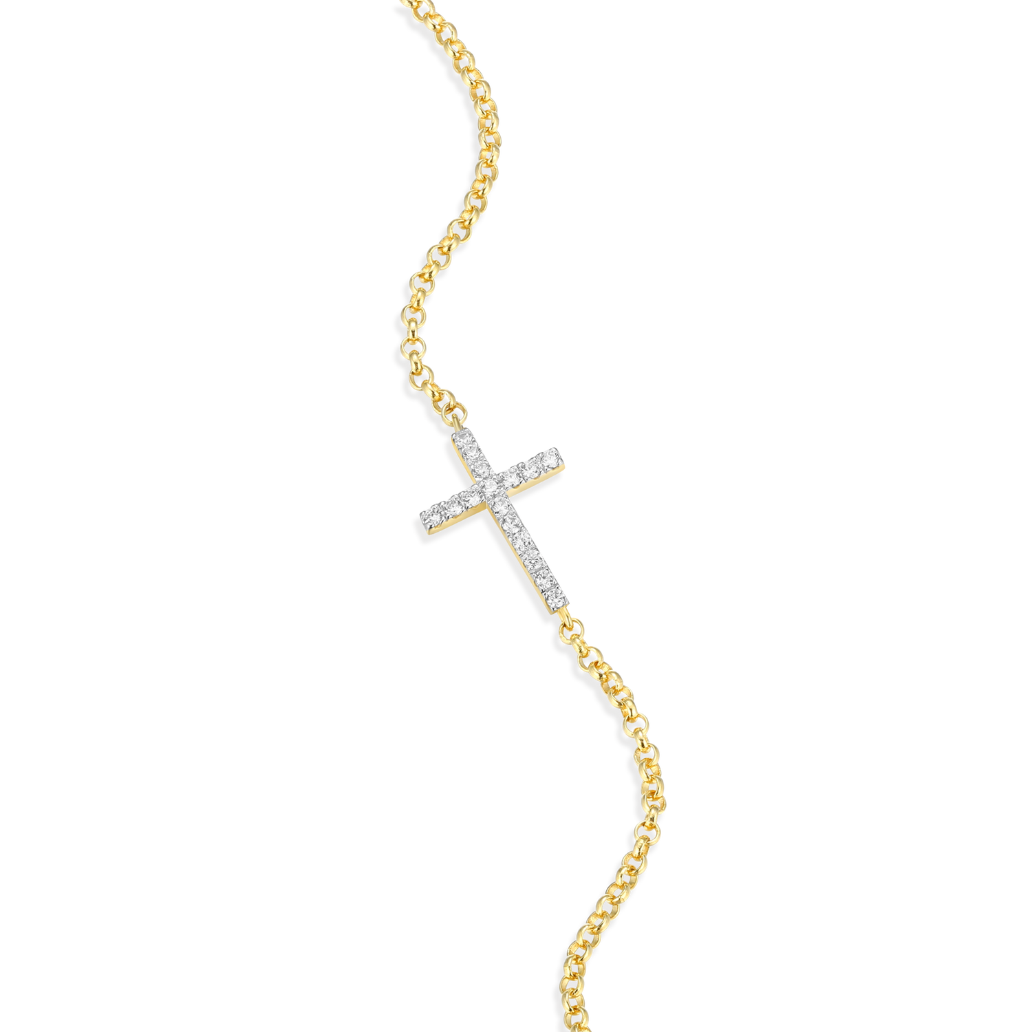 Cross Pendant Bolo Bracelet in 14K Yellow Gold-Plated Sterling Silver | M by Monte Luna