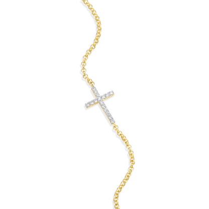 Cross Pendant Bolo Bracelet in 14K Yellow Gold-Plated Sterling Silver | M by Monte Luna