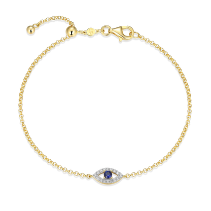 Evil Eye Bolo Bracelet in 14K Yellow Gold-Plated Sterling Silver | M by Monte Luna