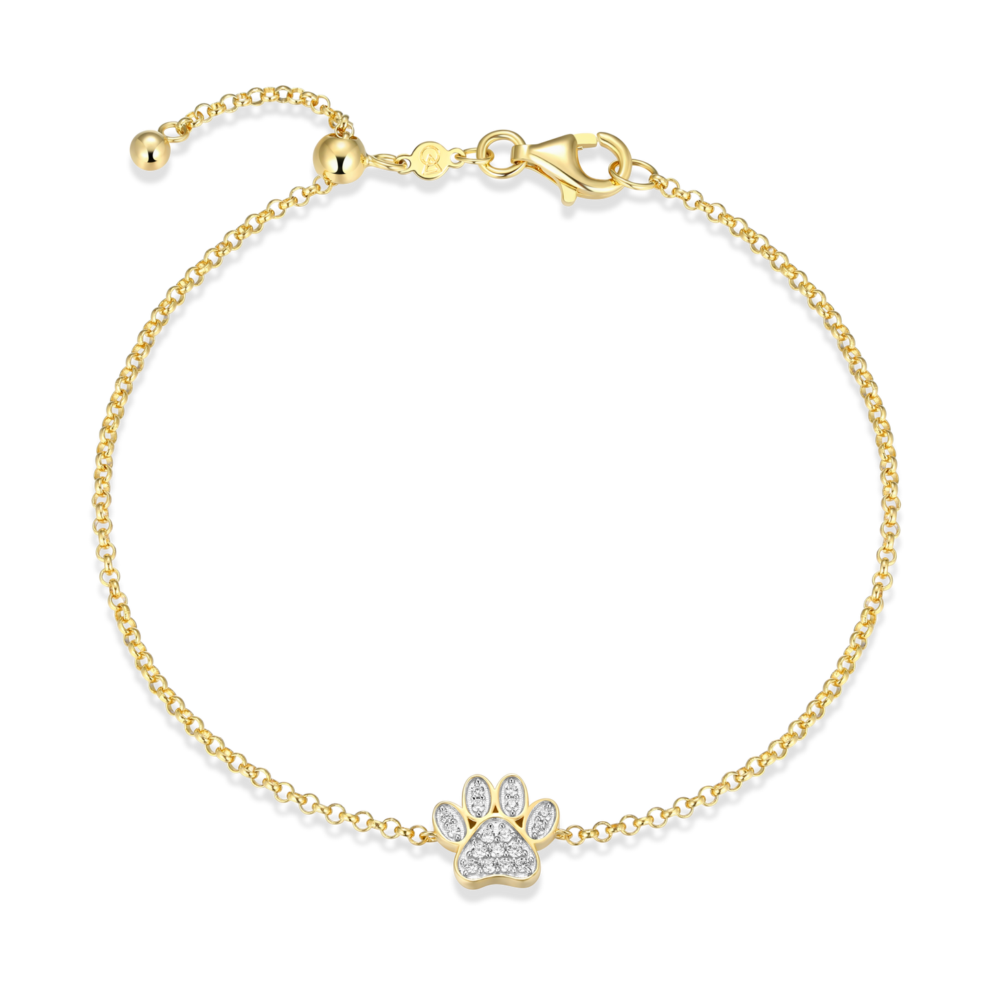 Paw Print Bolo Bracelet in 14K Yellow Gold-Plated Sterling Silver | M by Monte Luna