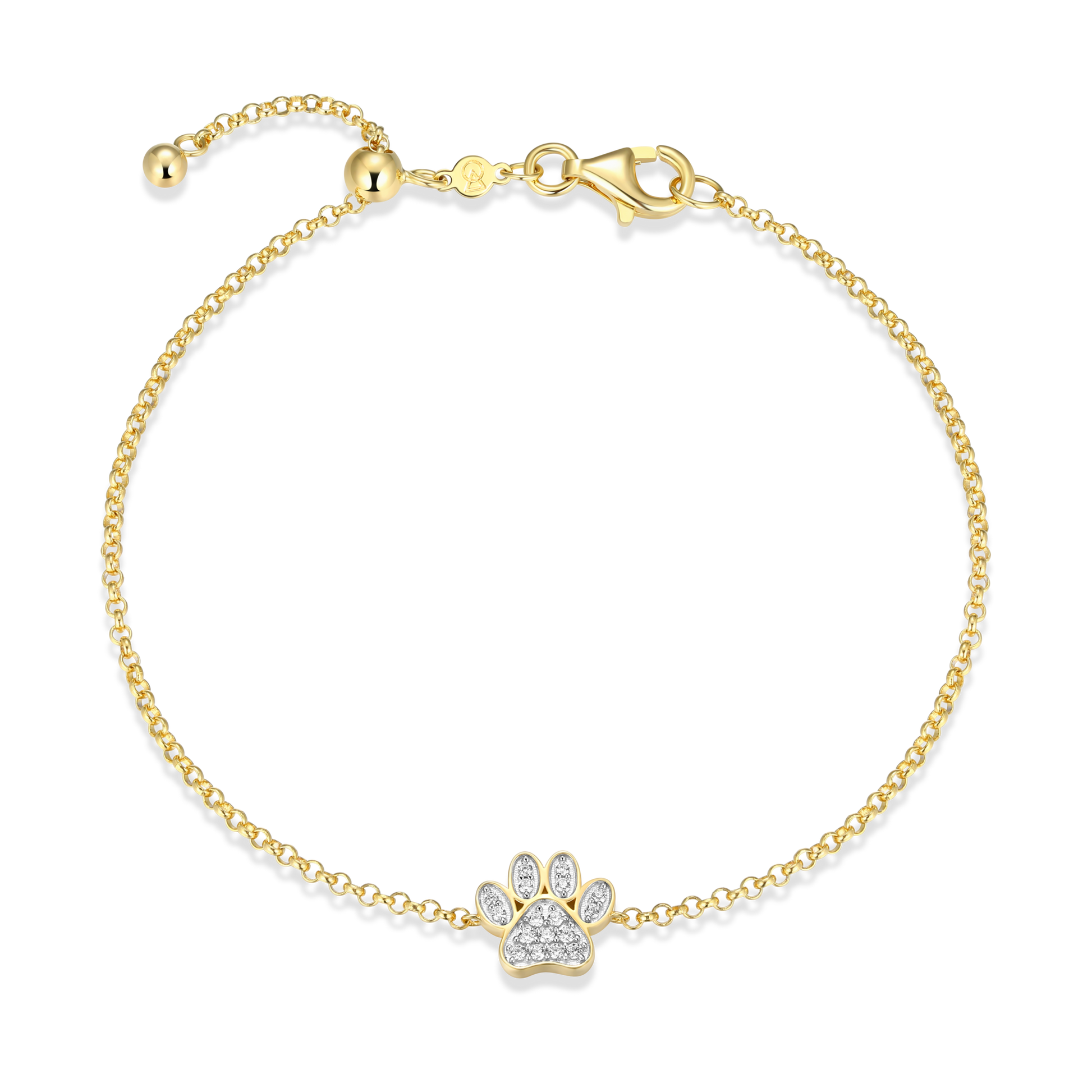 Paw Print Bolo Bracelet in 14K Yellow Gold-Plated Sterling Silver | M by Monte Luna