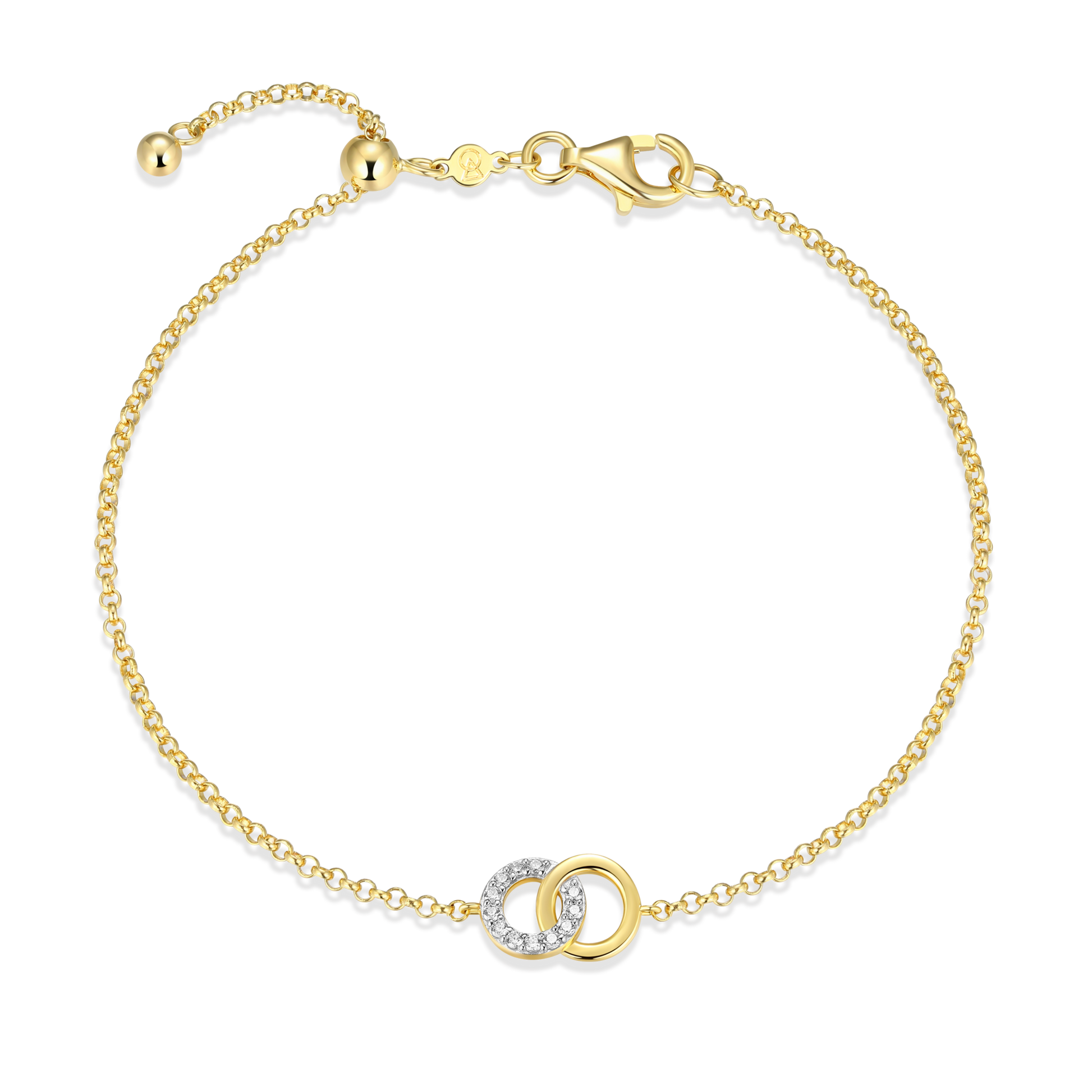 Twin Circle Bolo Bracelet in 14K Yellow Gold-Plated Sterling Silver | M by Monte Luna