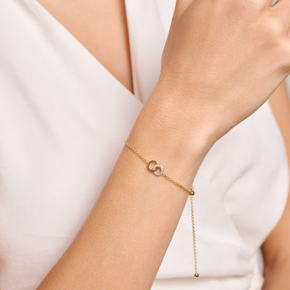 Twin Circle Bolo Bracelet in 14K Yellow Gold-Plated Sterling Silver | M by Monte Luna