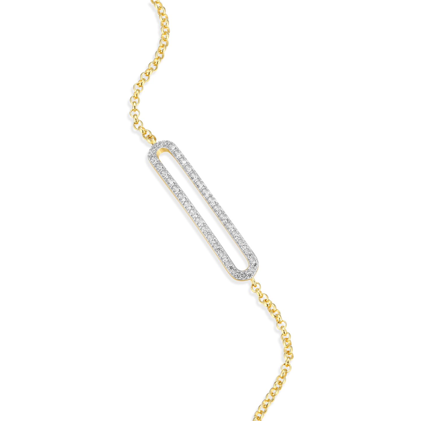 Pave Paperclip Pendant Bolo Bracelet in 14K Yellow Gold-Plated Sterling Silver | M by Monte Luna