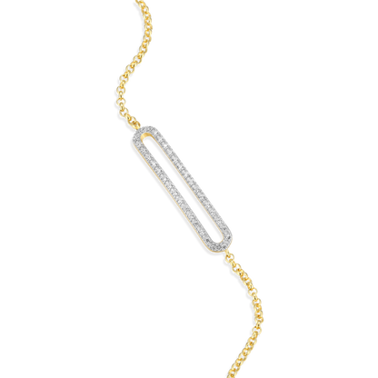 Pave Paperclip Pendant Bolo Bracelet in 14K Yellow Gold-Plated Sterling Silver | M by Monte Luna
