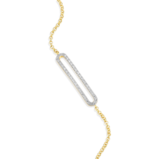 Pave Paperclip Pendant Bolo Bracelet in 14K Yellow Gold-Plated Sterling Silver | M by Monte Luna
