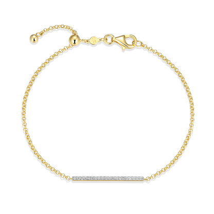 Pave Bar Bolo Bracelet in 14K Yellow Gold-Plated Sterling Silver | M by Monte Luna