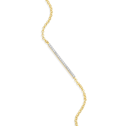 Pave Bar Bolo Bracelet in 14K Yellow Gold-Plated Sterling Silver | M by Monte Luna