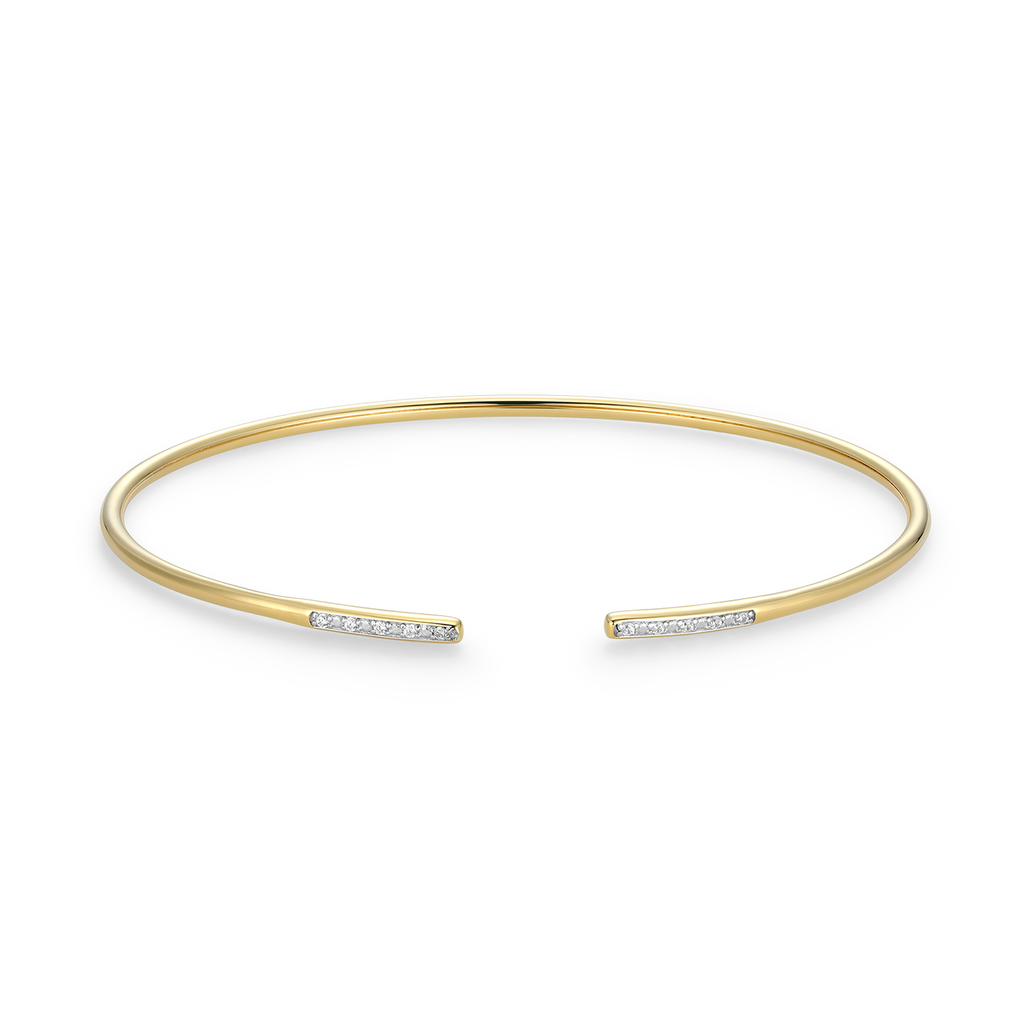 Pave Minimalist Lab-Created Diamond Flex Cuff Bracelet in 14K Gold & Rhodium-Plated Sterling Silver | M by Monte Luna