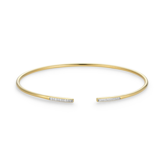 Pave Minimalist Lab-Created Diamond Flex Cuff Bracelet in 14K Gold & Rhodium-Plated Sterling Silver | M by Monte Luna