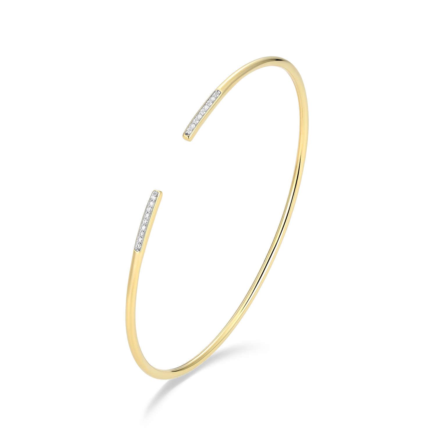 Pave Minimalist Lab-Created Diamond Flex Cuff Bracelet in 14K Gold & Rhodium-Plated Sterling Silver | M by Monte Luna