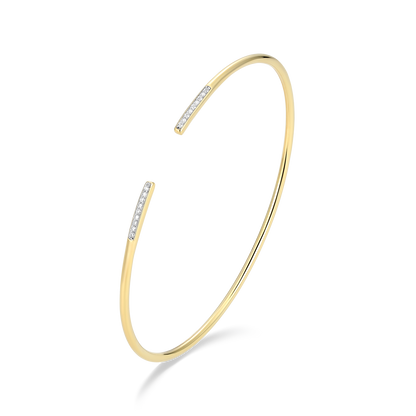 Pave Minimalist Lab-Created Diamond Flex Cuff Bracelet in 14K Gold & Rhodium-Plated Sterling Silver | M by Monte Luna