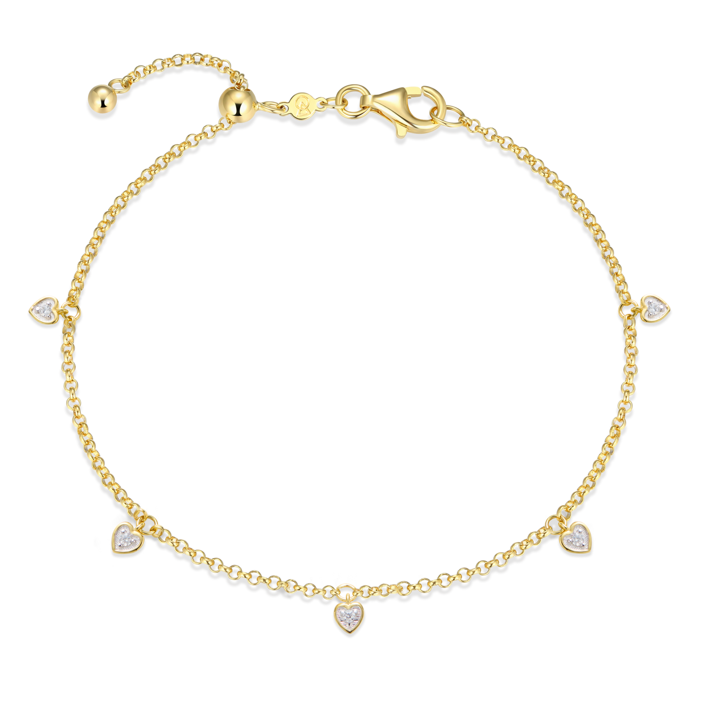 Dangling Hearts Bolo Bracelet in 14K Yellow Gold-Plated Sterling Silver | M by Monte Luna