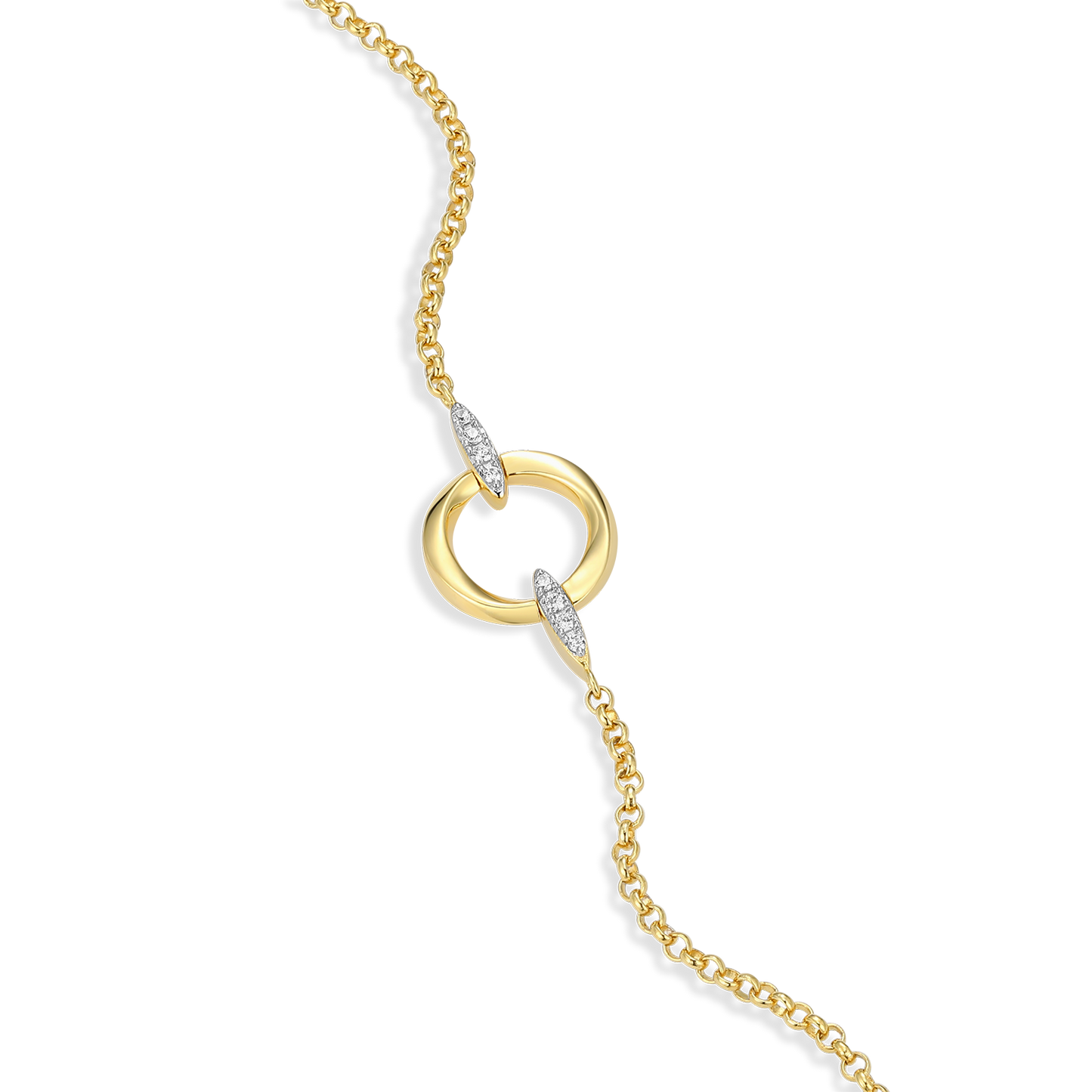 Knife Edge Circle Link Lab-Created Diamond Bolo Bracelet in 14K Gold & Rhodium-Plated Sterling Silver | M by Monte Luna